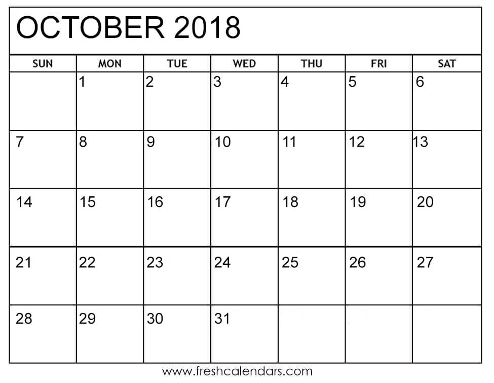 October 2018 Calendar